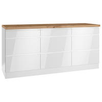 KÜCHENUNTERSCHRANK 180/86/60 cm  in Weiß, Eiche Wotan, Weiß Hochglanz  - Weiß Hochglanz/Eiche Wotan, LIFESTYLE, Holzwerkstoff (180/86/60cm) - Held