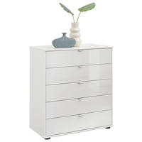 KOMMODE , 80/86/43 cm, 5 Schublade(n)  - Chromfarben/Weiß, Design, Glas/Holzwerkstoff (80/86/43cm) - Dieter Knoll
