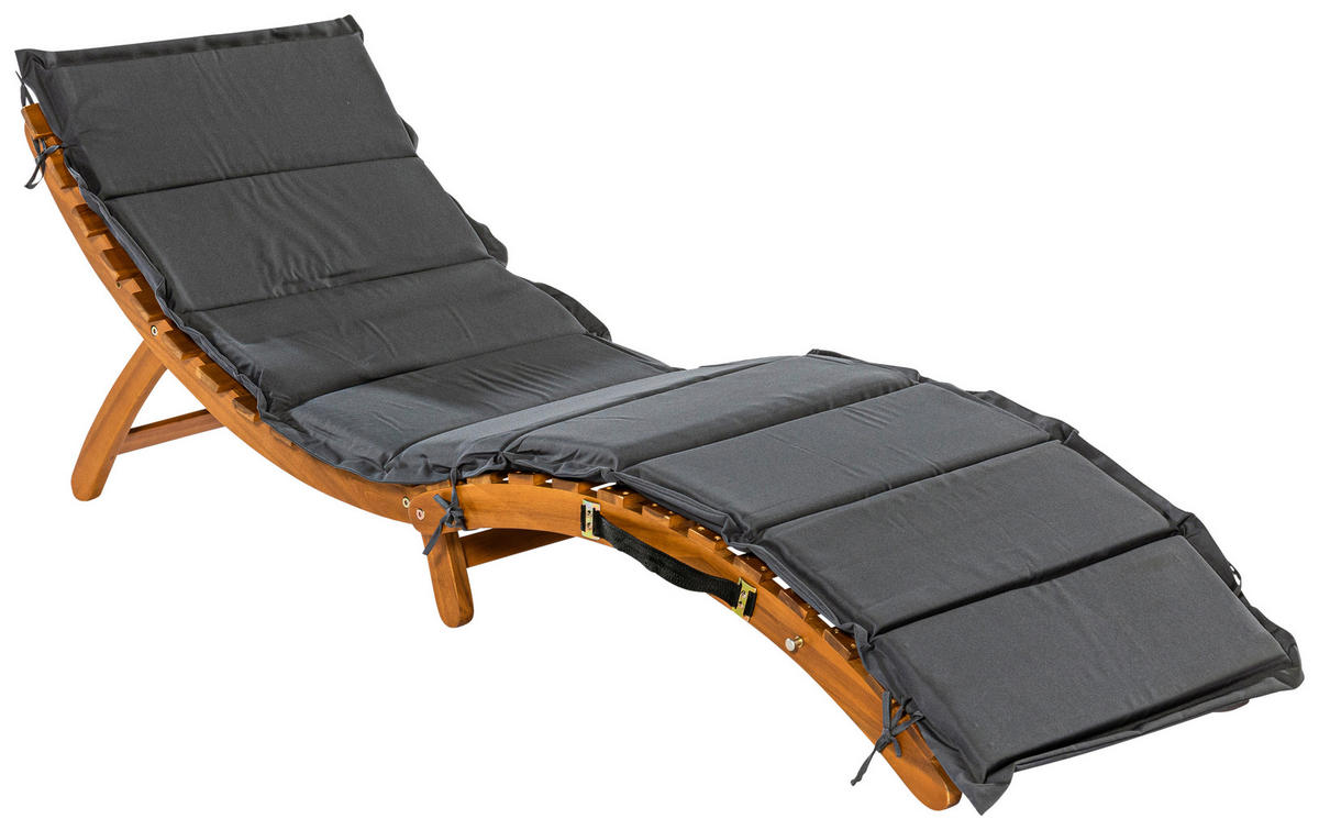 GARTENLIEGE 54/60/180 cm Akazie  - Grau/Akaziefarben, KONVENTIONELL, Holz/Textil (54/60/180cm) - Gardenson