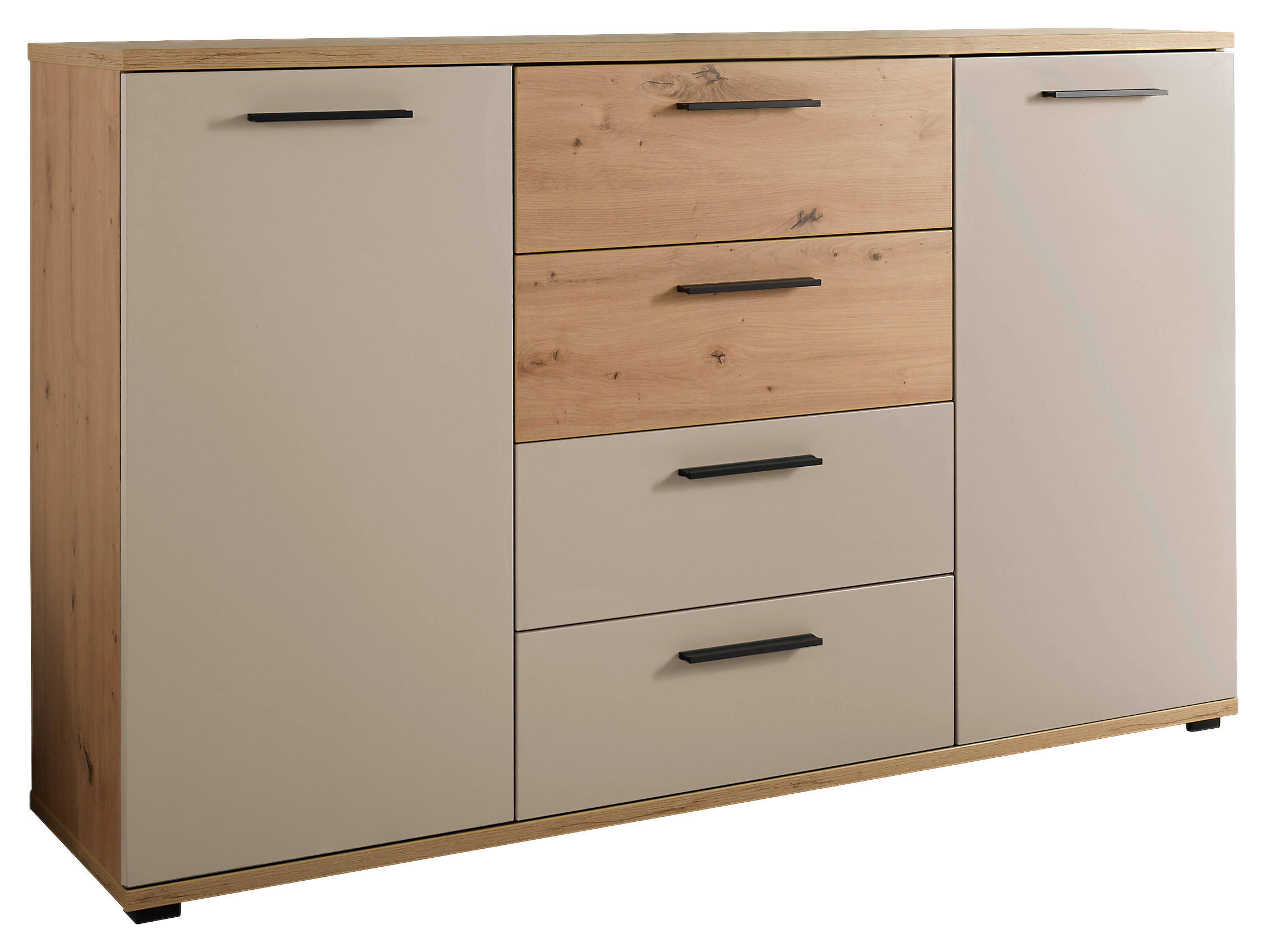 SIDEBOARD  150/92/38 cm 4 Schublade(n)  - Kaschmir/Schwarz, KONVENTIONELL, Holzwerkstoff/Kunststoff (150/92/38cm) - Xora