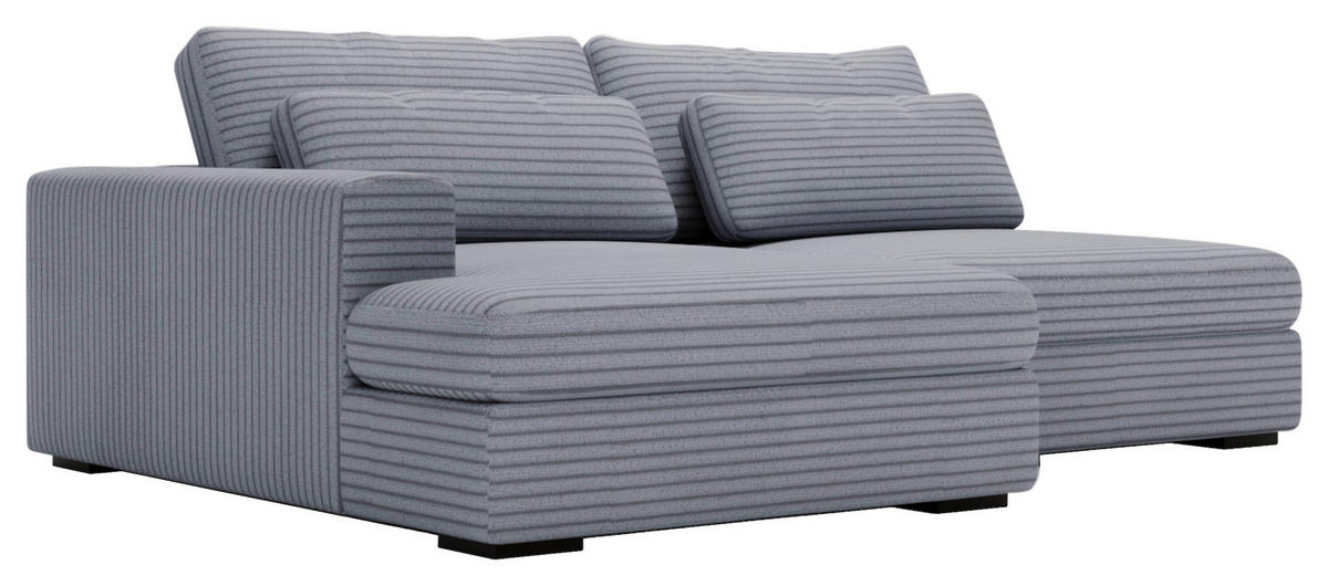 ECKSOFA in Cord Blaugrau  - Blaugrau/Schwarz, Design, Kunststoff/Textil (158/223cm) - Lomoco