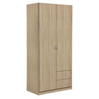 KLEIDERSCHRANK in Sonoma Eiche  - Silberfarben/Sonoma Eiche, Design, Holzwerkstoff/Kunststoff (91/197/54cm) - Boxxx