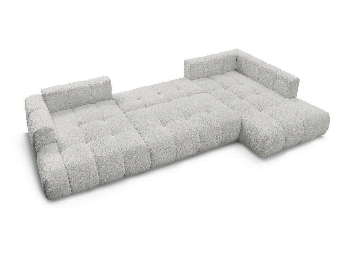 WOHNLANDSCHAFT  FUJI  Hellgrau Bouclé  - Hellgrau/Schwarz, MODERN, Kunststoff/Textil (160/377/204cm)