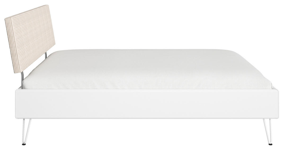 BETT 160/200 cm,  in Weiß,  - Weiß, Design, Textil/Metall (160/200cm) - Carryhome
