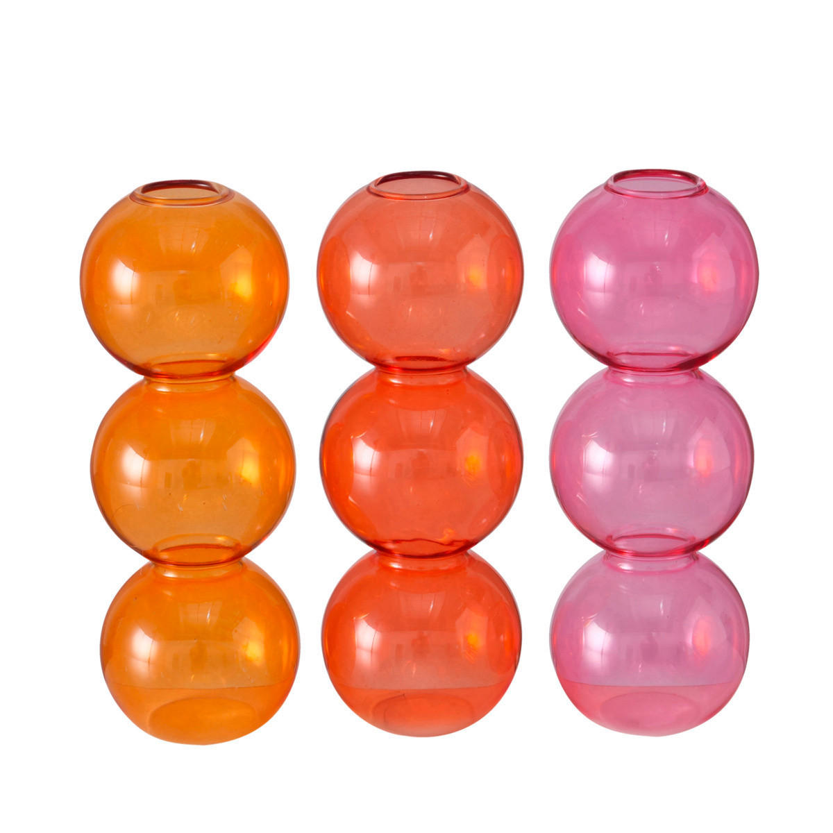 VÁZA, sklo, 17 cm - oranžová/pink, Design, sklo (6/17cm)
