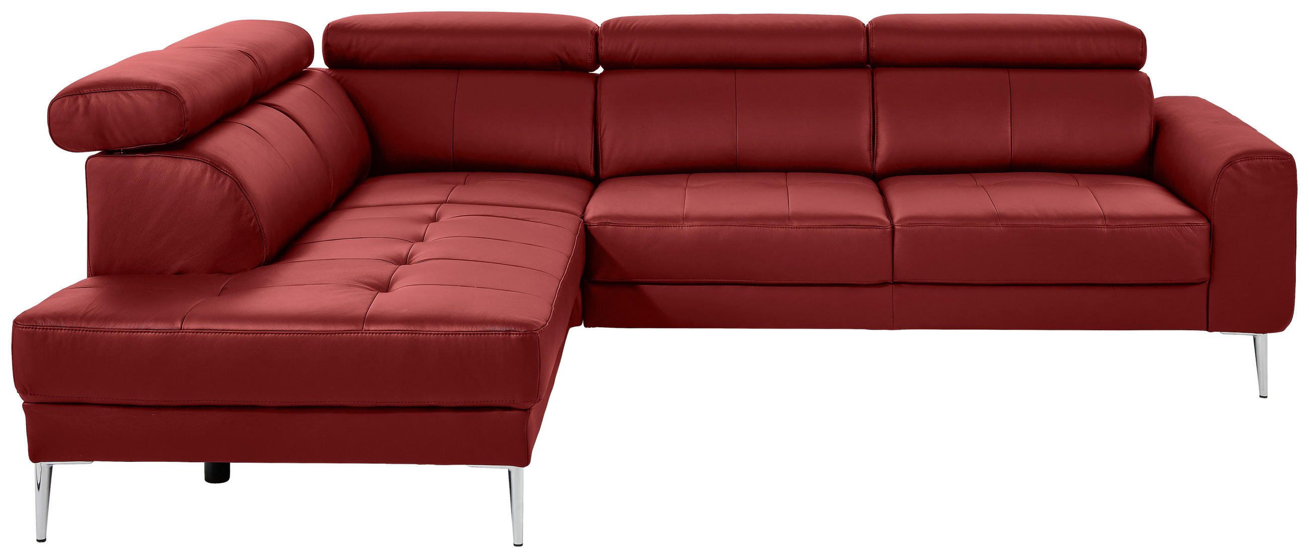 ECKSOFA Rot Echtleder  - Chromfarben/Rot, Design, Leder/Metall (213/262cm) - Hom`in