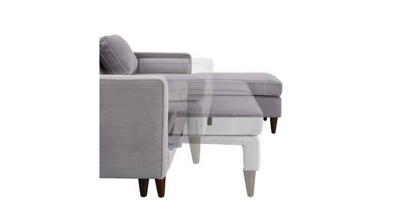 ECKSOFA in Cord Grau  - Eichefarben/Grau, MODERN, Holz/Textil (261/178cm) - Carryhome