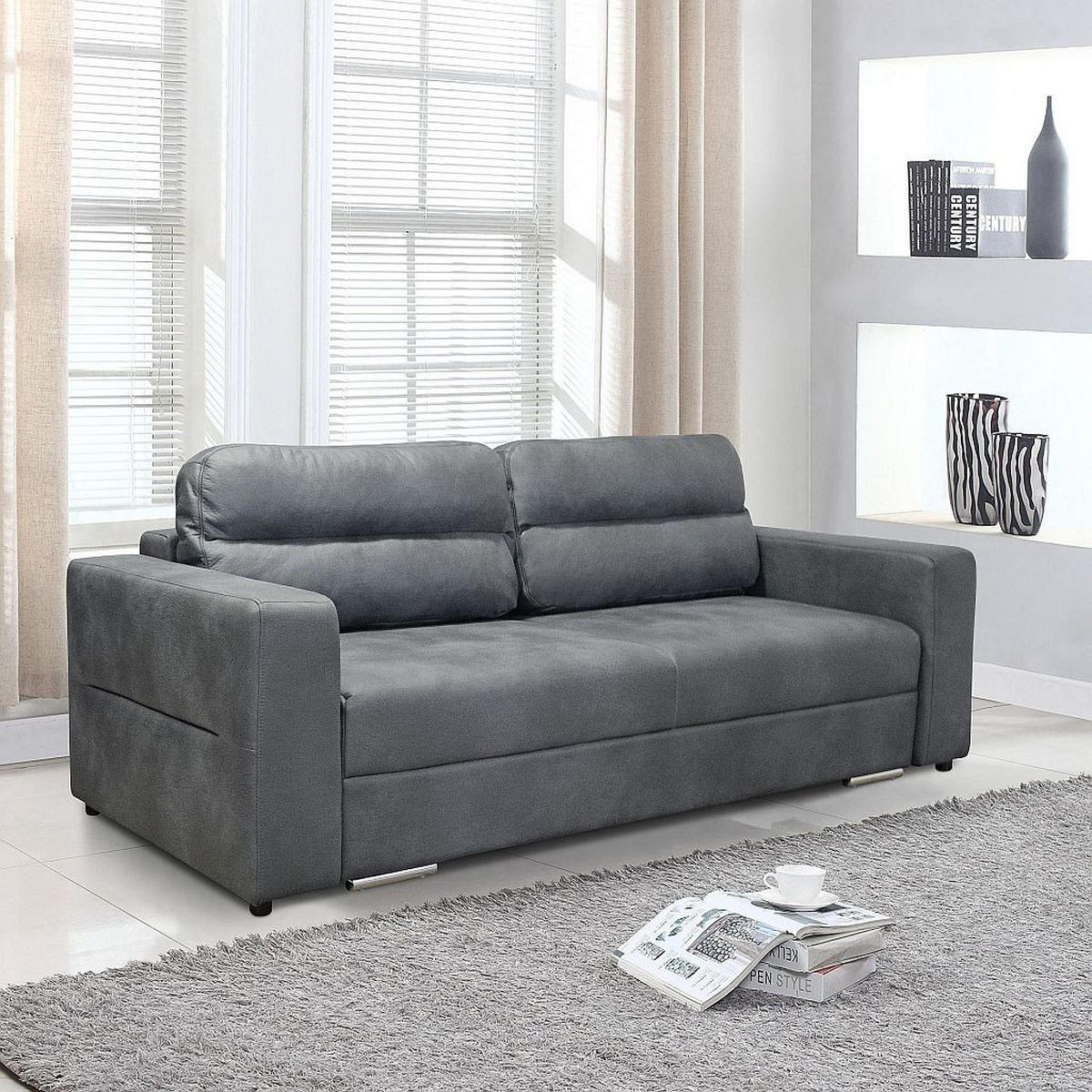 TROSJED NA RAZVLAČENJE drvo, drvni materijal  tamno siva    - tamno siva/antracit, Moderno, drvni materijal/drvo (230/100/68cm) - Hom`in