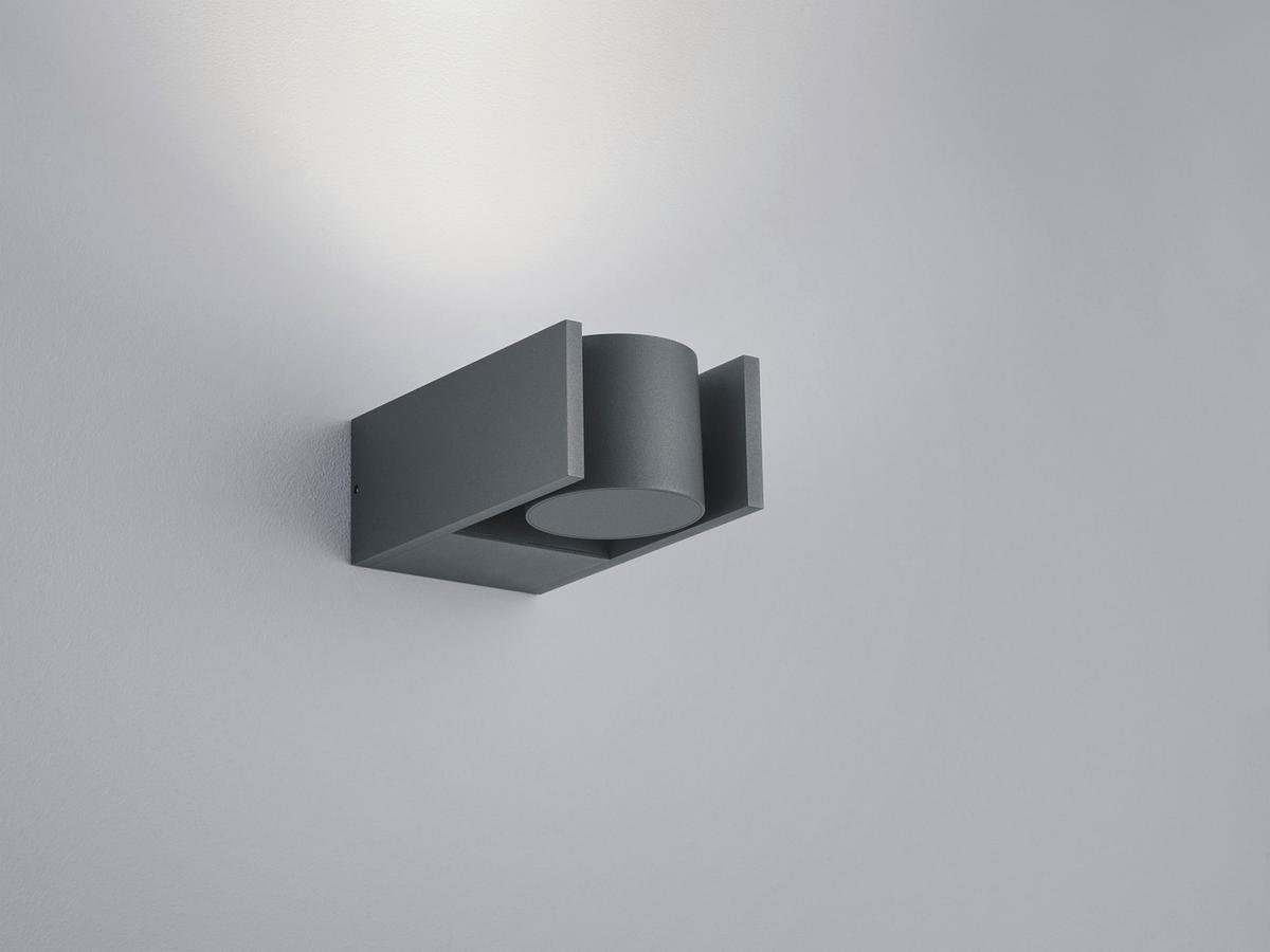 AUSSENWANDLEUCHTE Sila 13/8/18,5 cm  - Graphitfarben, Design, Glas/Metall (13/8/18,5cm) - Helestra