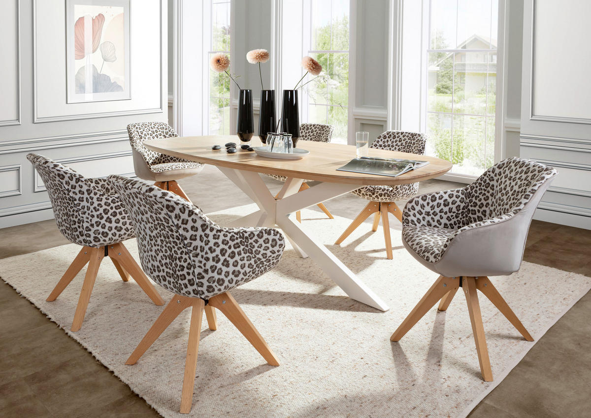 ESSTISCH Holz 220/100/77 cm  - Weiss/Eichefarben, Modern, Holz/Metall (220/100/77cm) - Livetastic