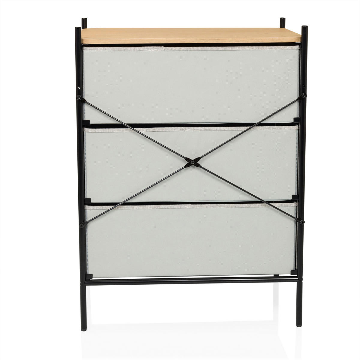 BYRÅ 58/79/39 cm  - ljusbrun/svart, Modern, metall/trämaterial (58/79/39cm) - MID.YOU