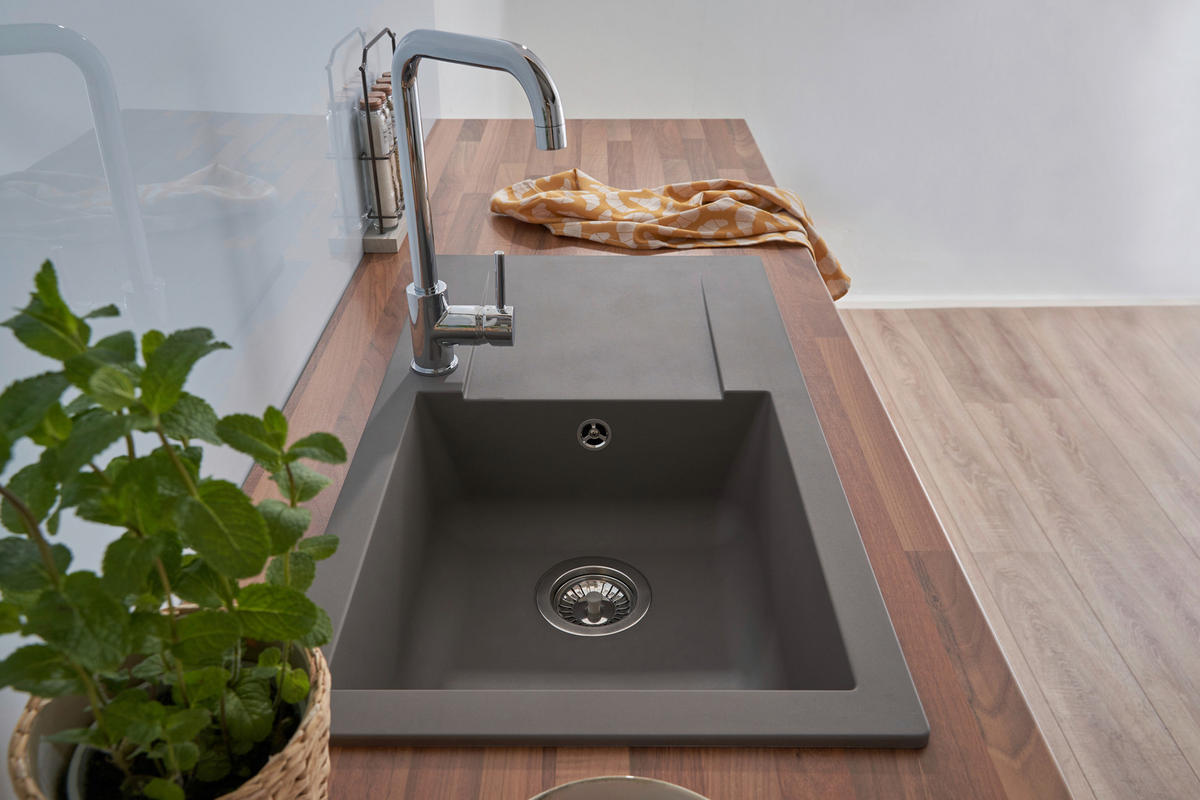 SPÜLE 1712DENVER78X44G  - Grau, Trend, Glas/Kunststoff (78/17/43,5cm) - Respekta