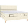 BOXSPRINGBETT 180/200 cm  in Creme  - Eichefarben/Creme, KONVENTIONELL, Holz/Textil (180/200cm) - Voleo