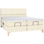 BOXSPRINGBETT 180/200 cm  in Creme  - Eichefarben/Creme, KONVENTIONELL, Holz/Textil (180/200cm) - Voleo