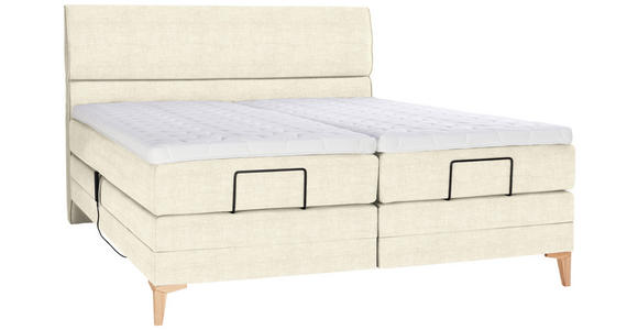 BOXSPRINGBETT 160/200 cm  in Creme  - Eichefarben/Creme, KONVENTIONELL, Holz/Textil (160/200cm) - Voleo