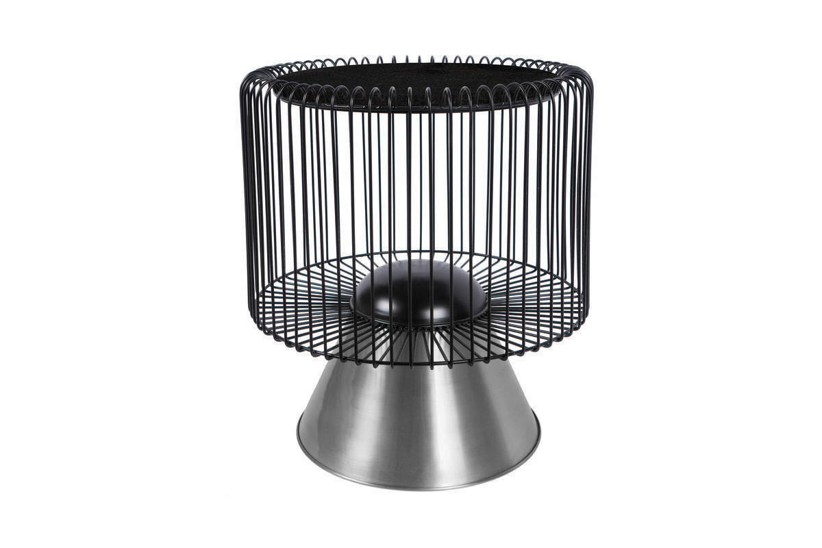 BEISTELLTISCH 51/51/56,5 cm Schwarz, Silberfarben  - Silberfarben/Schwarz, Basics, Stein/Metall (51/51/56,5cm) - Kayoom