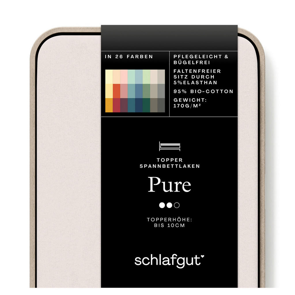 Thumbnail - Schlafgut Topper-Spannbetttuch Pure, Beige, Textil, 120-130x200-220 cm, Grüner Punkt, Textiles Vertrauen - Oeko-Tex®, Ho...