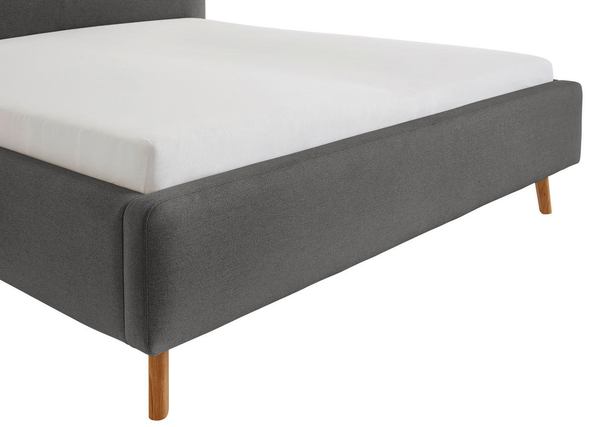 POLSTERBETT 180/200 cm  in Anthrazit  - Eichefarben/Anthrazit, Design, Holz/Textil (180/200cm) - Xora