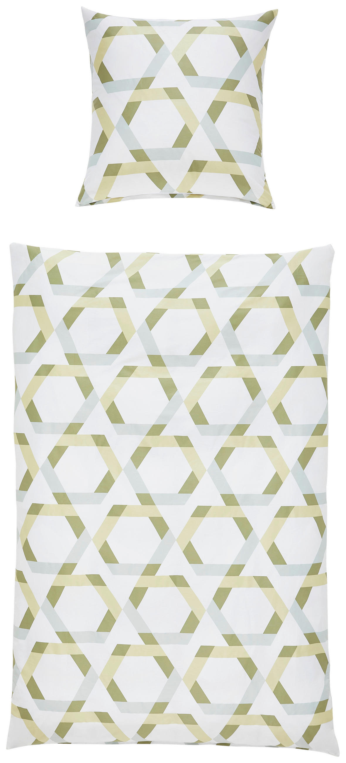POVLEČENÍ, makosatén, bílá, zelená, 135/200 cm  - bílá/zelená, Konvenční, textil (135/200cm) - Janine