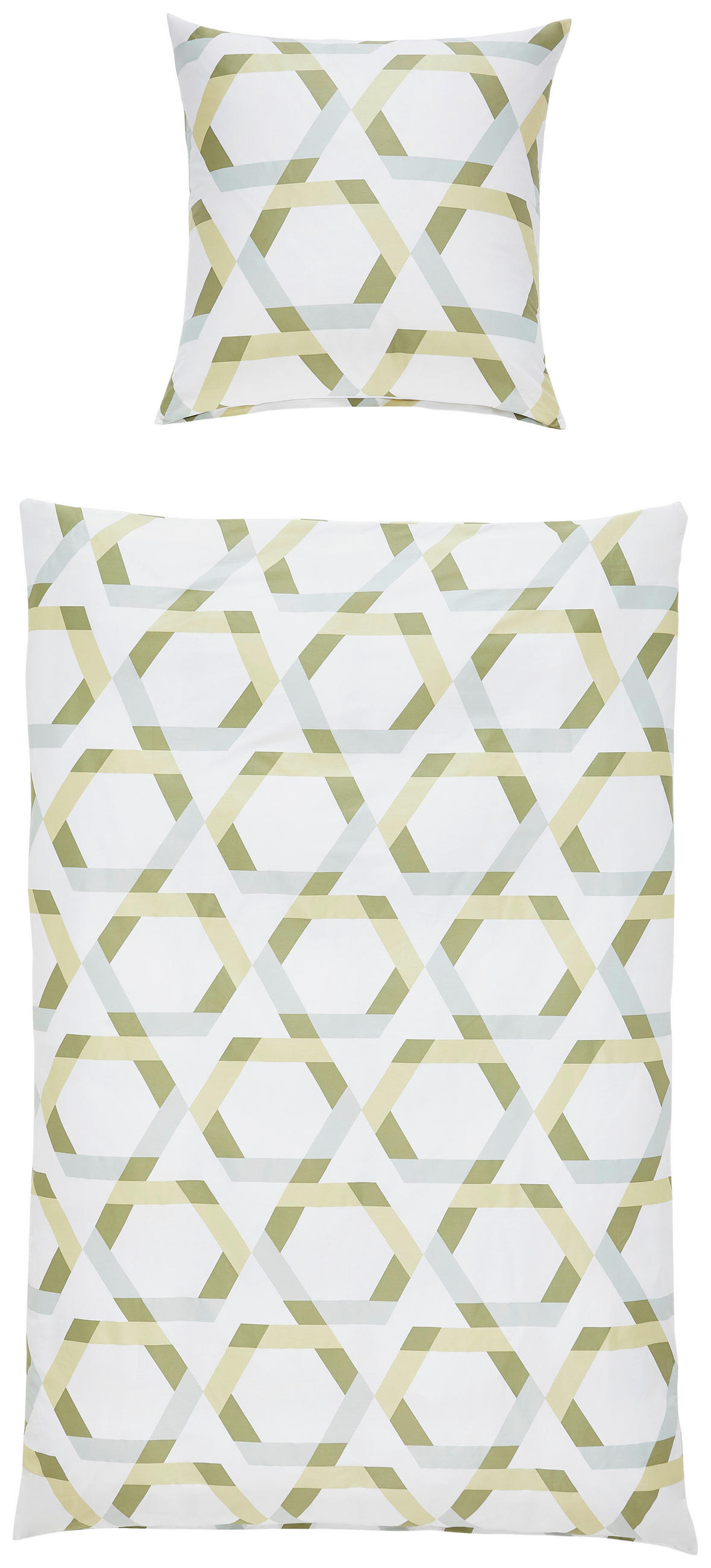 Thumbnail - Janine Bettwäsche J.d., Grün, Weiß, Textil, Graphik, 135x200 cm, Textiles Vertrauen - Oeko-Tex®, bügelfrei, pflegeleicht...