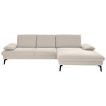 ECKSOFA Dieter Knoll in Chenille, Mikrofaser Creme  299/157 cm  - Creme/Schwarz, Design, Textil/Metall (299/157cm) - Dieter Knoll