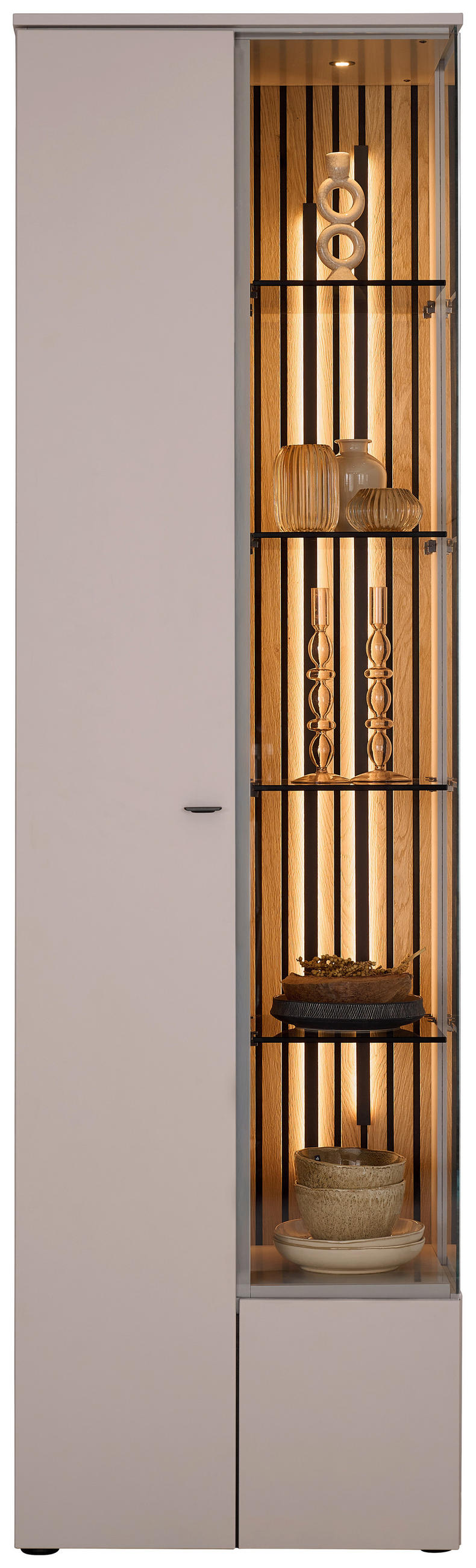 VITRINE Eichefarben, Seidengrau  60/208/43 cm  - Eichefarben/Anthrazit, Design, Glas/Holz (60/208/43cm) - Venjakob