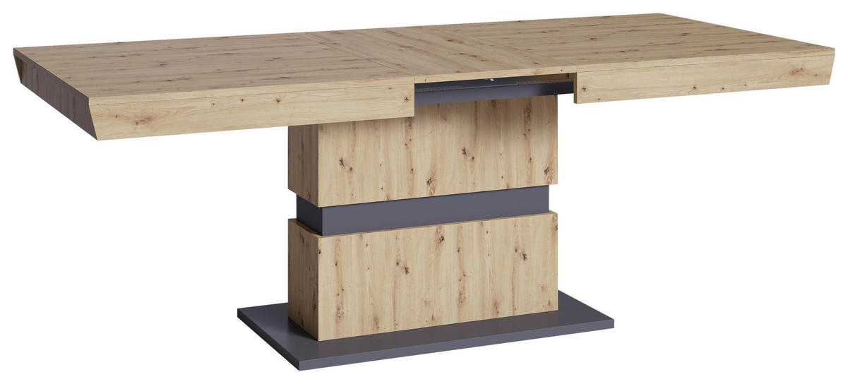 ESSTISCH Dunkelgrau, Eiche Artisan rechteckig  ausziehbar, lichtecht, in verschiedenen Größen erhältlich, in verschiedenen Holzdekoren erhältlich  - Dunkelgrau/Eiche Artisan, MODERN, Holzwerkstoff (160/90/75cm) - MID.YOU