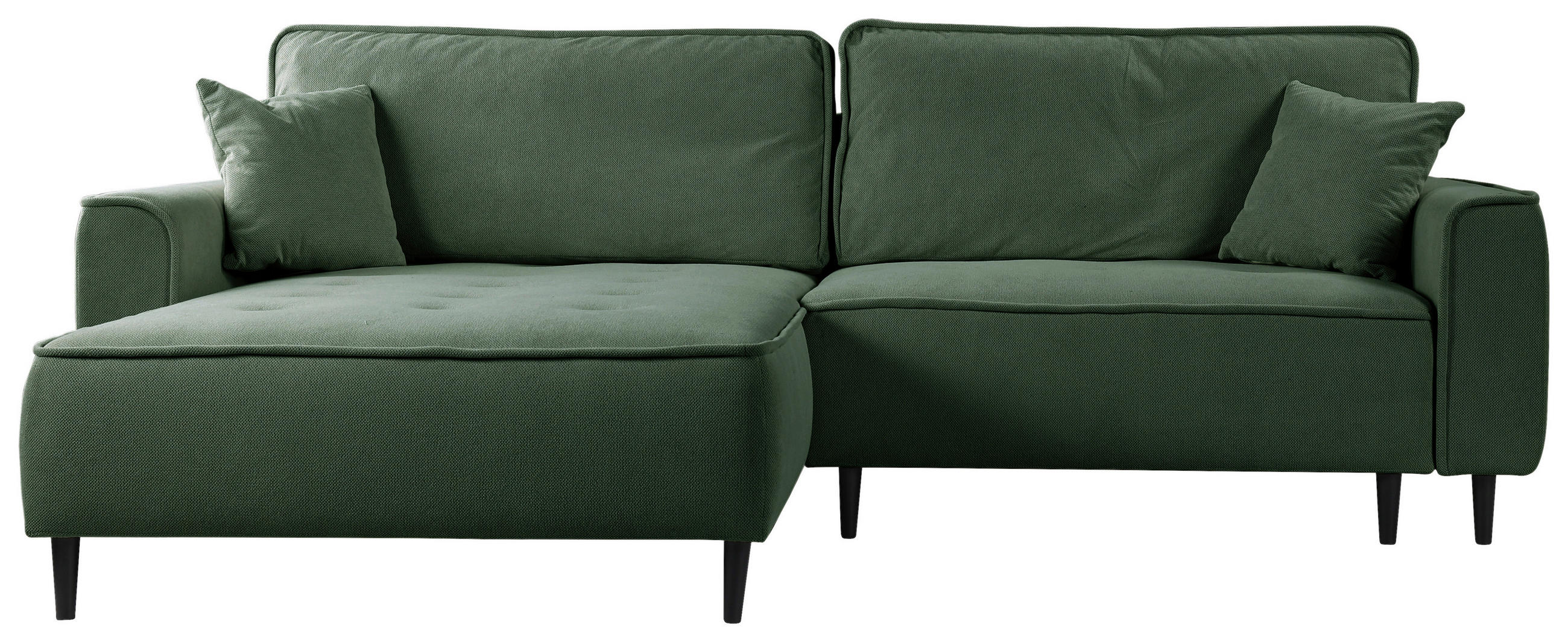 ECKSOFA Grün Flachgewebe  - Schwarz/Grün, Design, Holz/Textil (183/263cm) - MID.YOU