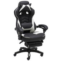 GAMINGSTUHL Schwarz, Weiß Metall, Kunststoff, Textil   - Schwarz/Weiß, Design, Kunststoff/Textil (68,5/116-124/60,5cm) - Livetastic