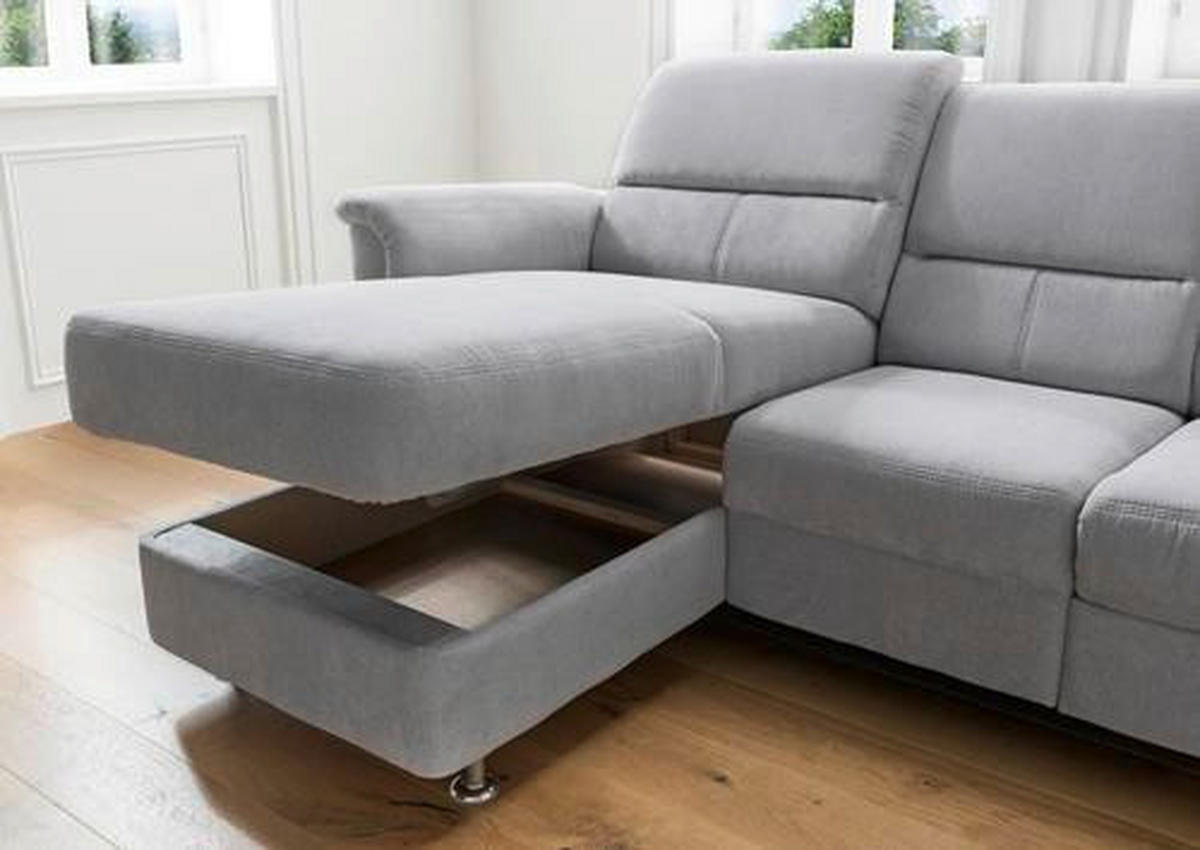 ECKSOFA in Mikrofaser Silberfarben  - Chromfarben/Silberfarben, Modern, Textil/Metall (165/231cm) - Livetastic