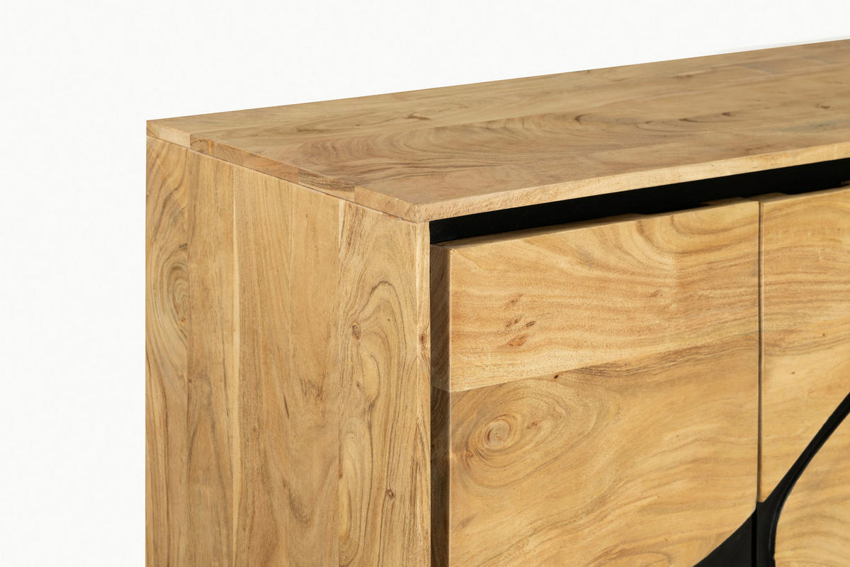 SIDEBOARD  in 160/85/40 cm  - Schwarz/Akaziefarben, Design, Holz/Metall (160/85/40cm) - Ambia Home