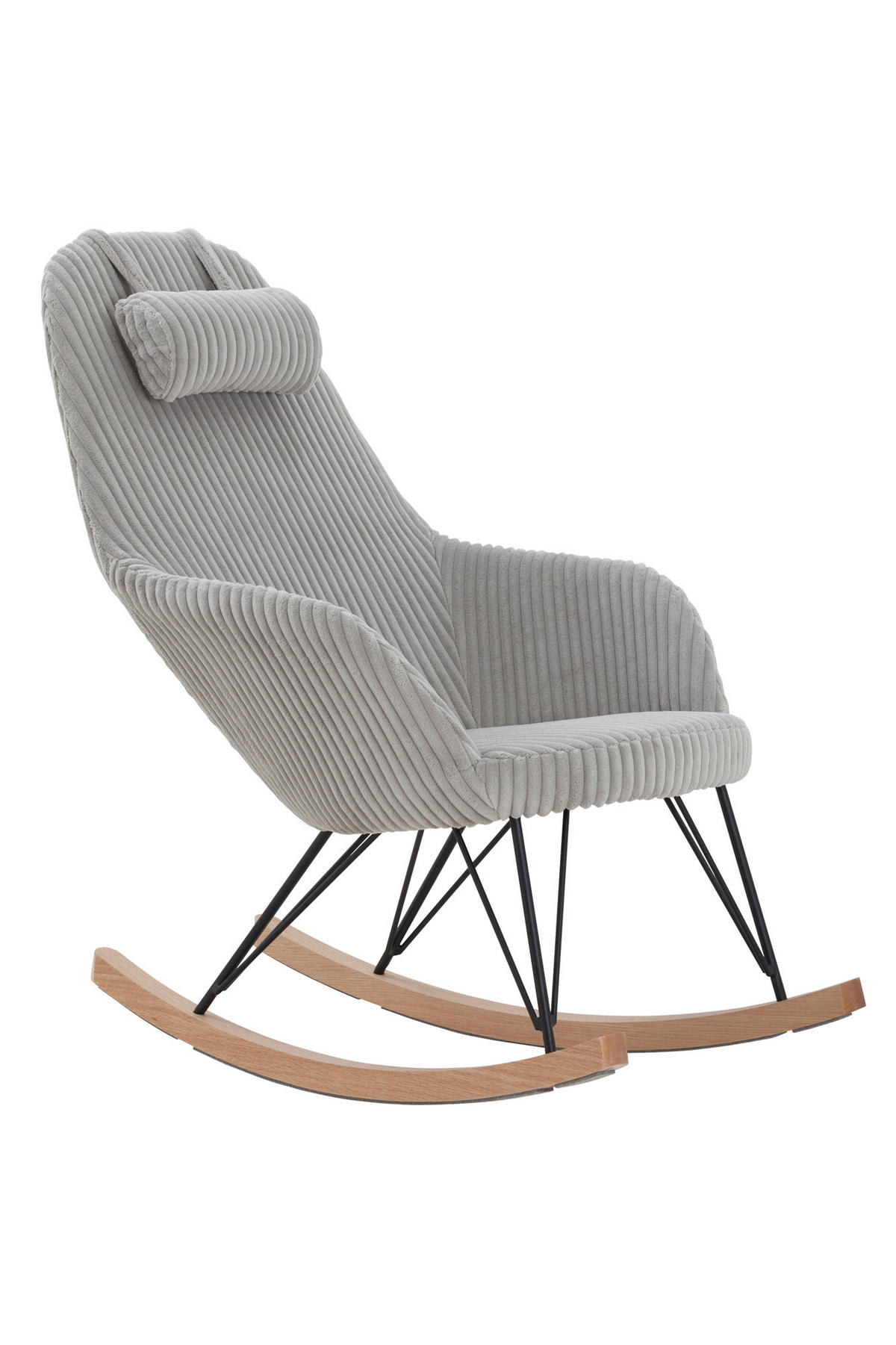 SCHAUKELSTUHL in Cord Grau  - Eichefarben/Grau, MODERN, Holz/Textil (102/109/66cm) - Livetastic