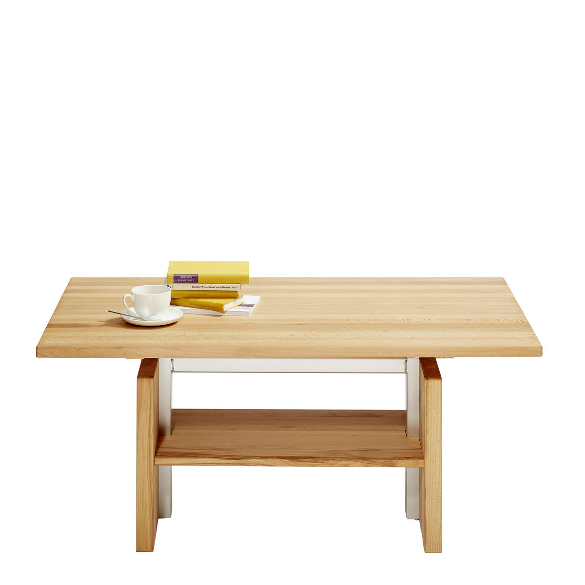 COUCHTISCH Kernbuche massiv 110/65/55-69 cm rechteckig Buchefarben  - Buchefarben, KONVENTIONELL, Holz/Metall (110/65/55-69cm) - Linea Natura