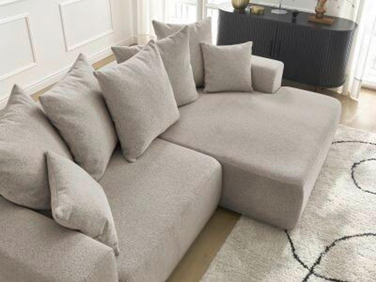 ECKSOFA Ottomane rechts  ATILLA Taupe Flachgewebe  - Taupe/Schwarz, MODERN, Kunststoff/Textil (244/149cm)