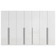 DREHTÜRENSCHRANK 350/223/61 cm,  in Weiß, Weiß Hochglanz, 7-türig  - Weiß Hochglanz/Schwarz, Basics, Holzwerkstoff/Metall (350/223/61cm) - Novel