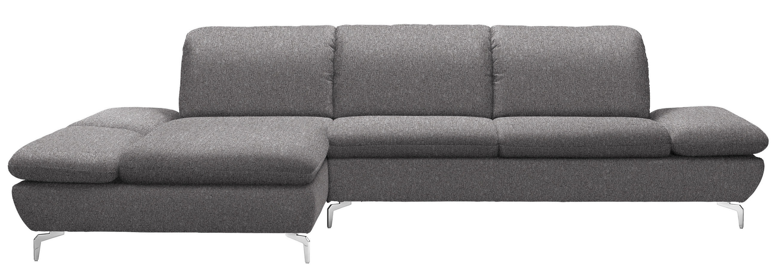 ECKSOFA  in Chenille, Flachgewebe Grau  200/315 cm  - Chromfarben/Grau, Design, Textil/Metall (200/315cm) - Chilliano