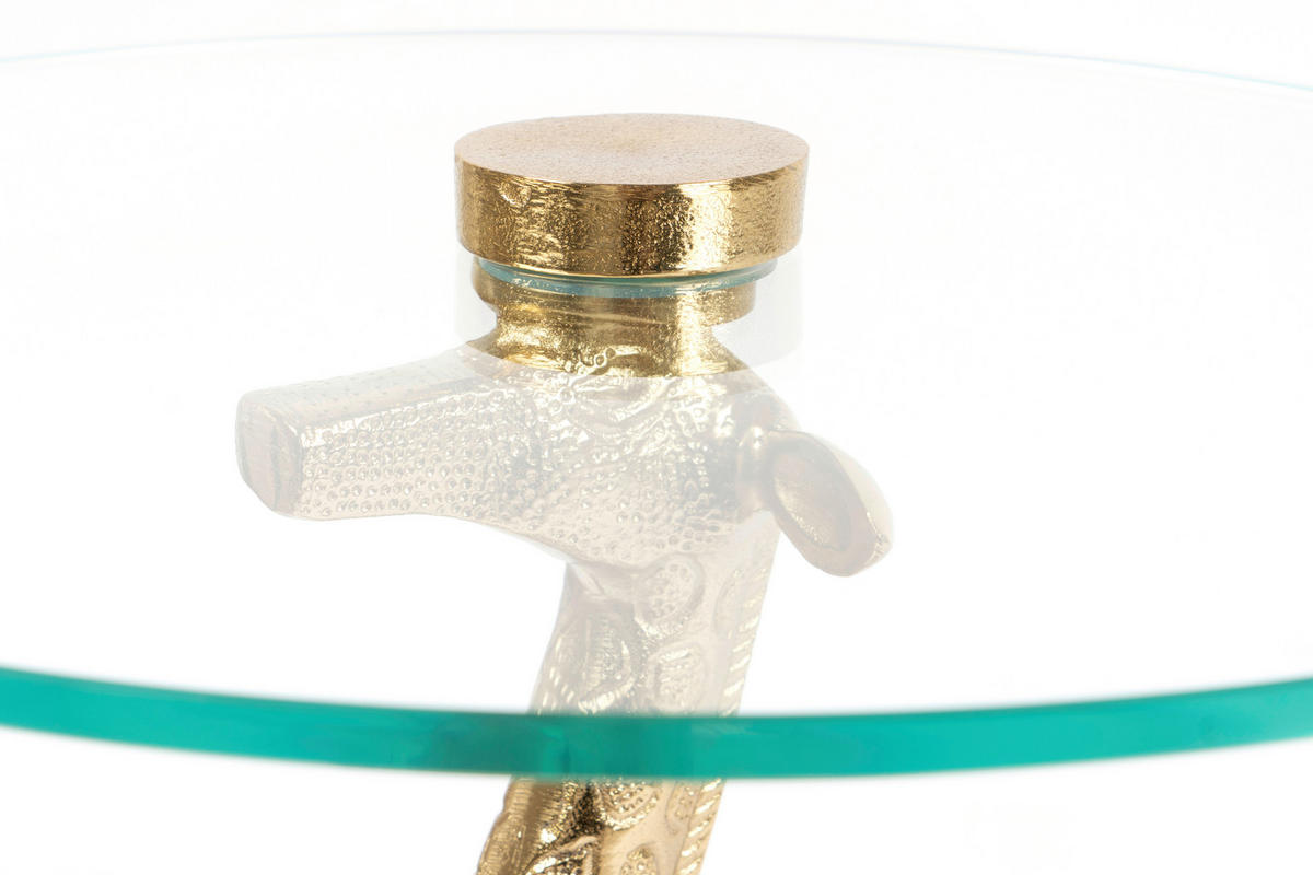 BEISTELLTISCH 40/40/58 cm Goldfarben rund  - Goldfarben, Design, Glas/Metall (40/40/58cm) - Kayoom