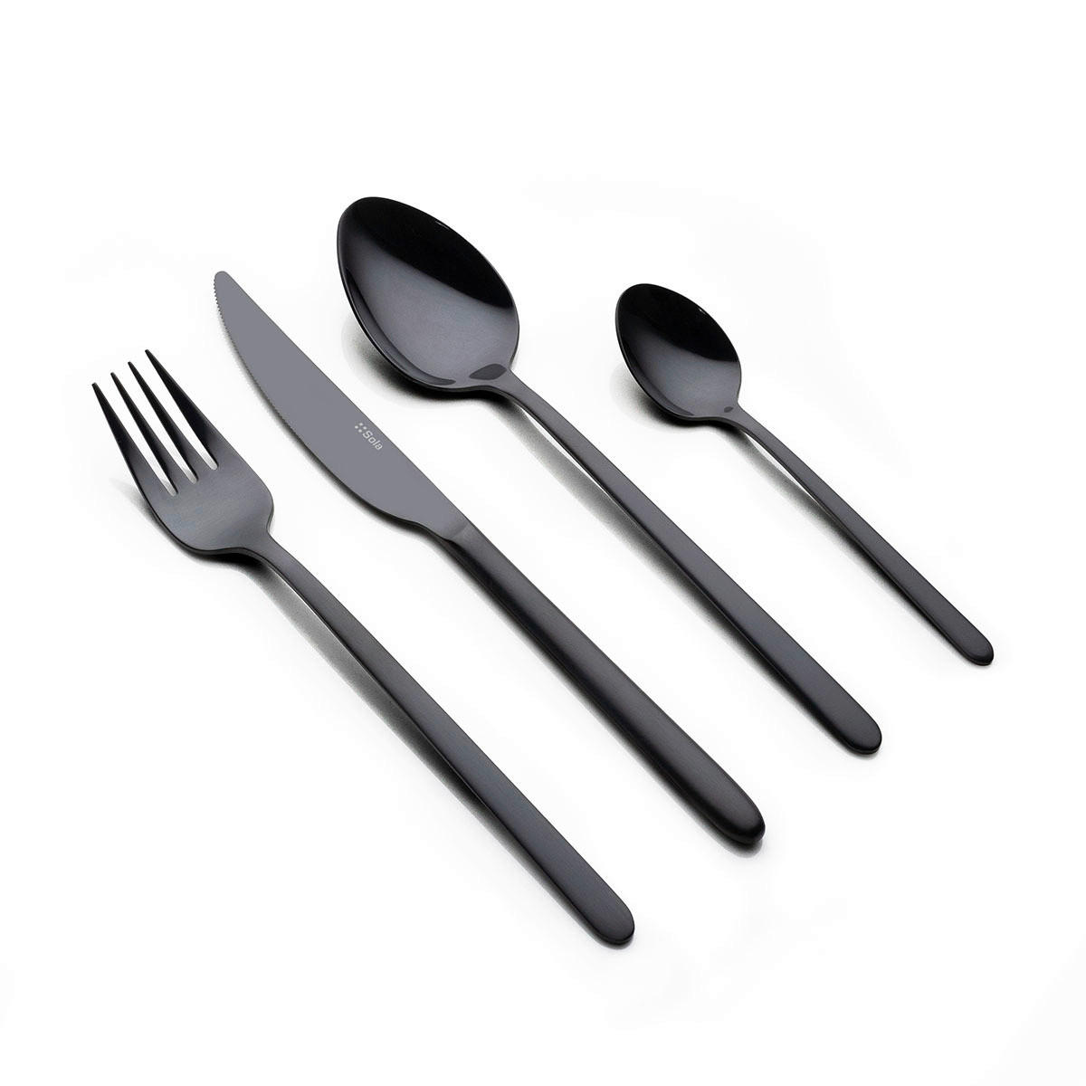 SADA PŘÍBORŮ, nerezová ocel, 16dílné - černá, Design, kov - Sola