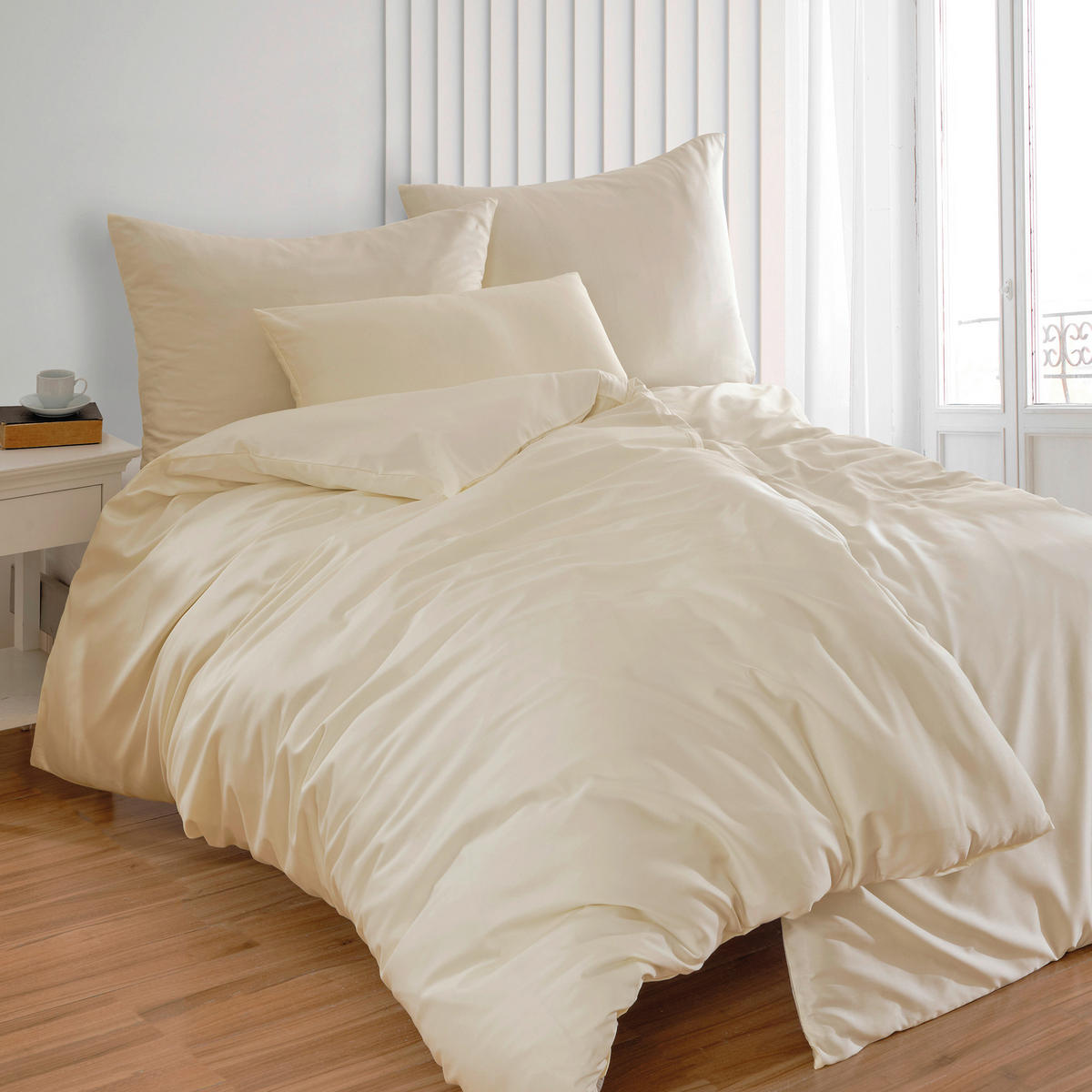 BETTWÄSCHE 2-teilig Satin 140/200 cm  - Alabasterfarben, Basics, Textil (140/200cm) - Florella