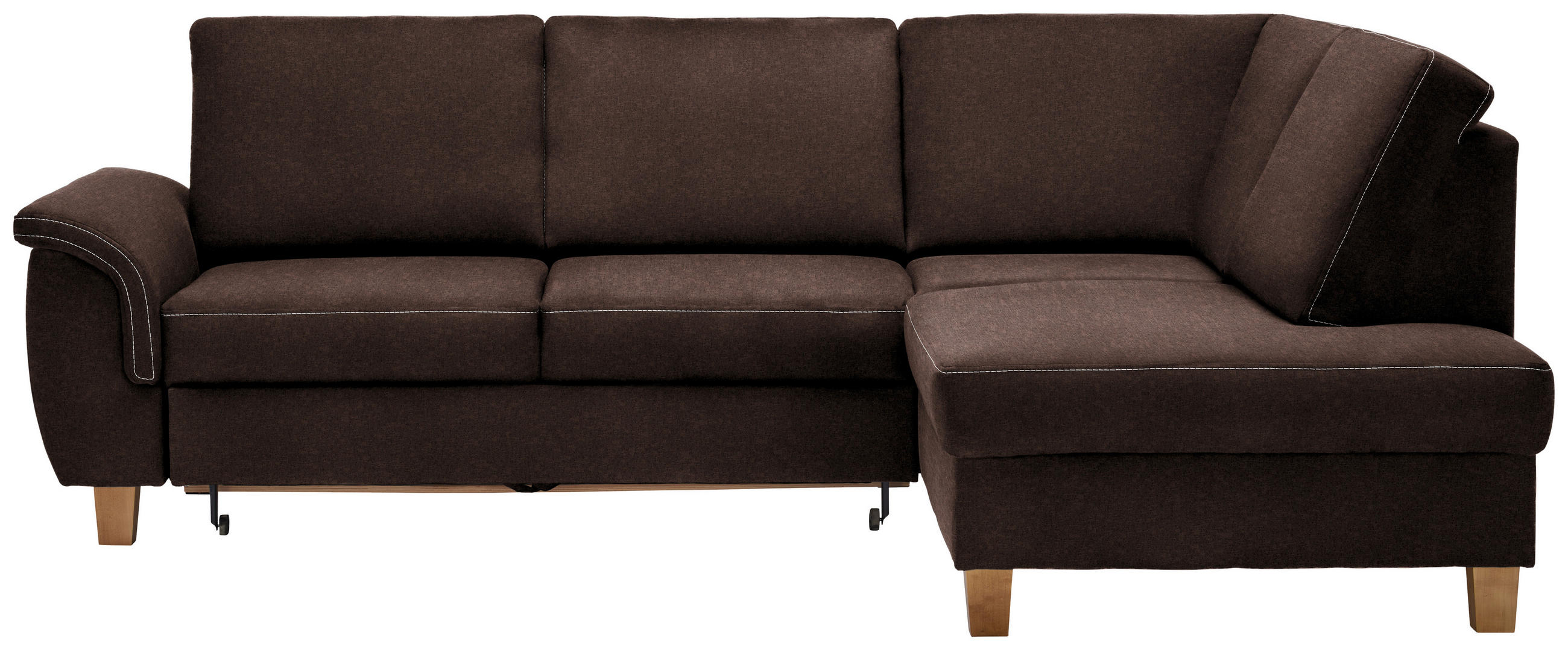 ECKSOFA in Flachgewebe Braun  - Eichefarben/Braun, Design, Holz/Textil (253/185cm) - Cantus