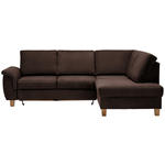 ECKSOFA in Flachgewebe Dunkelbraun  - Eichefarben/Dunkelbraun, Design, Holz/Textil (253/185cm) - Cantus