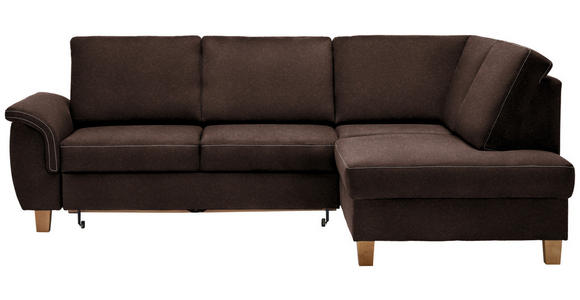 ECKSOFA in Flachgewebe Dunkelbraun  - Eichefarben/Dunkelbraun, Design, Holz/Textil (253/185cm) - Cantus