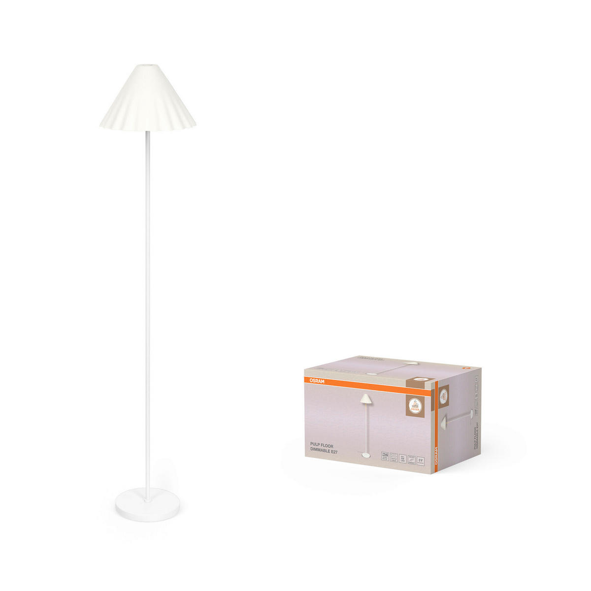 STEHLEUCHTE 31/150.5 cm    - Basics, Papier/Metall (31/150.5cm) - Osram