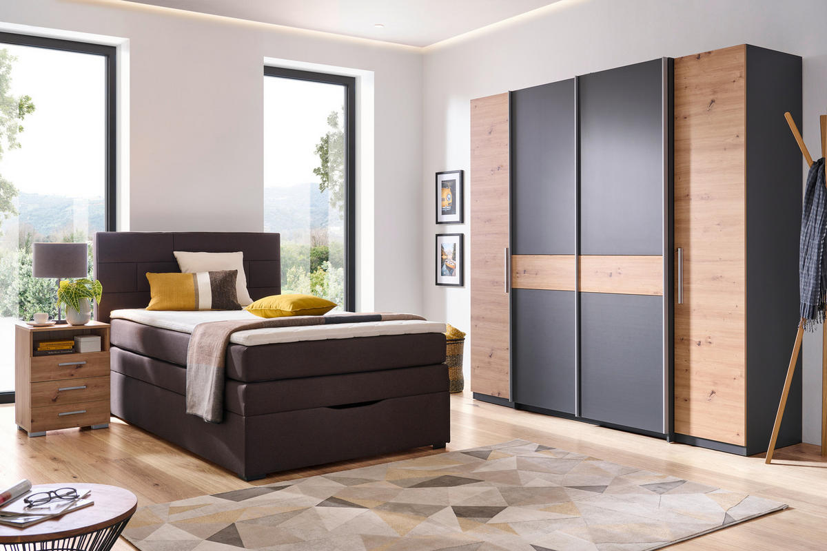 BOXSPRINGBETT 120/200 cm  in Dunkelbraun  - Wengefarben/Dunkelbraun, Konventionell, Textil (120/200cm) - Carryhome