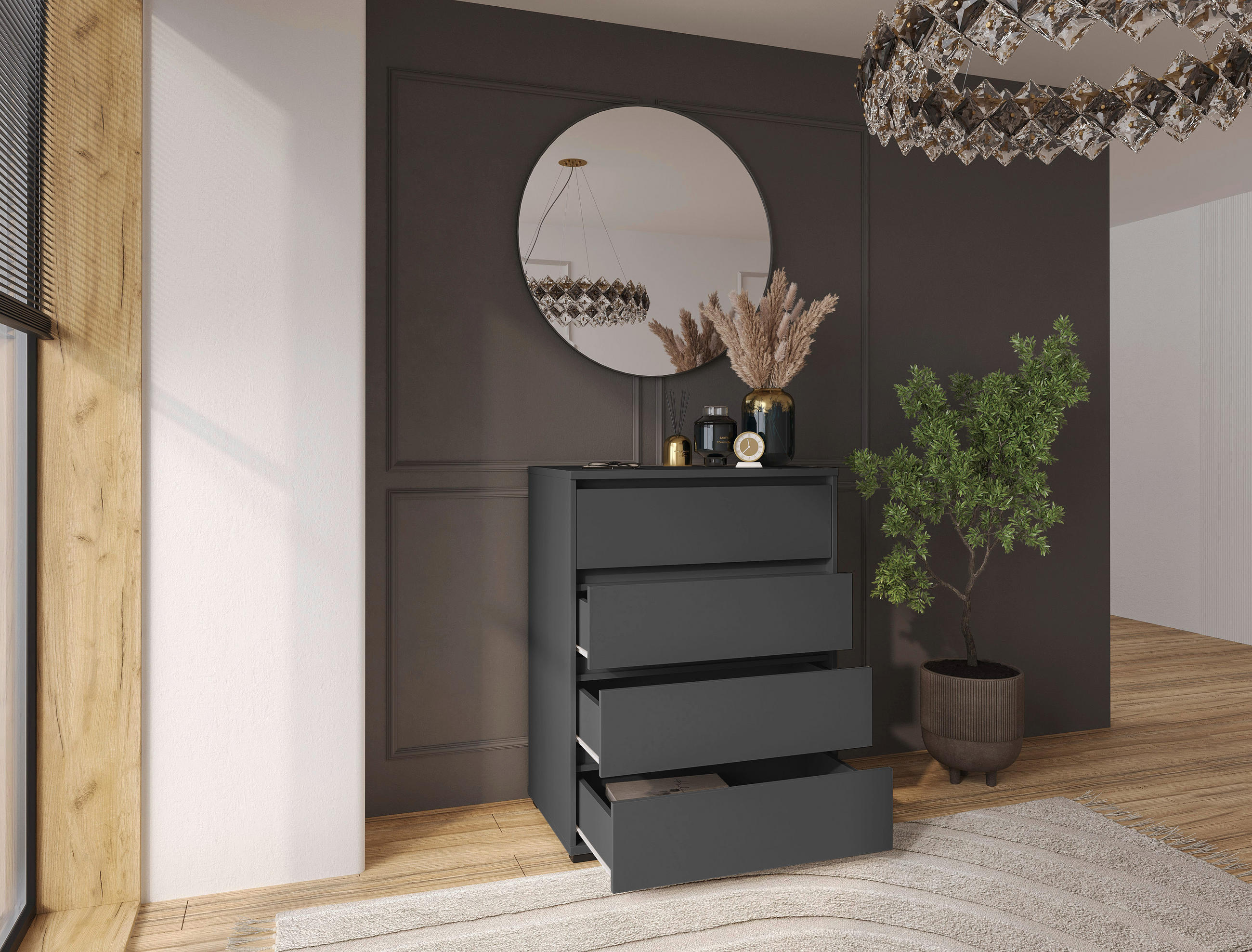 KOMMODE  in 80/103/48 cm  - Anthrazit, Design, Holzwerkstoff/Kunststoff (80/103/48cm) - Carryhome