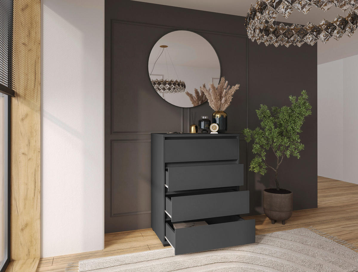 KOMODA  80/103/48 cm  antracit  - antracit, Dizajnerski, pločasti materijal/plastika (80/103/48cm) - Carryhome