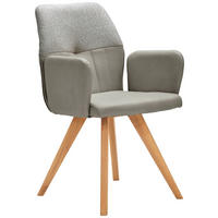 ARMLEHNSTUHL  in Lederlook, Webstoff  - Wildeiche/Grau, KONVENTIONELL, Holz/Textil (57/87/63cm) - Valdera