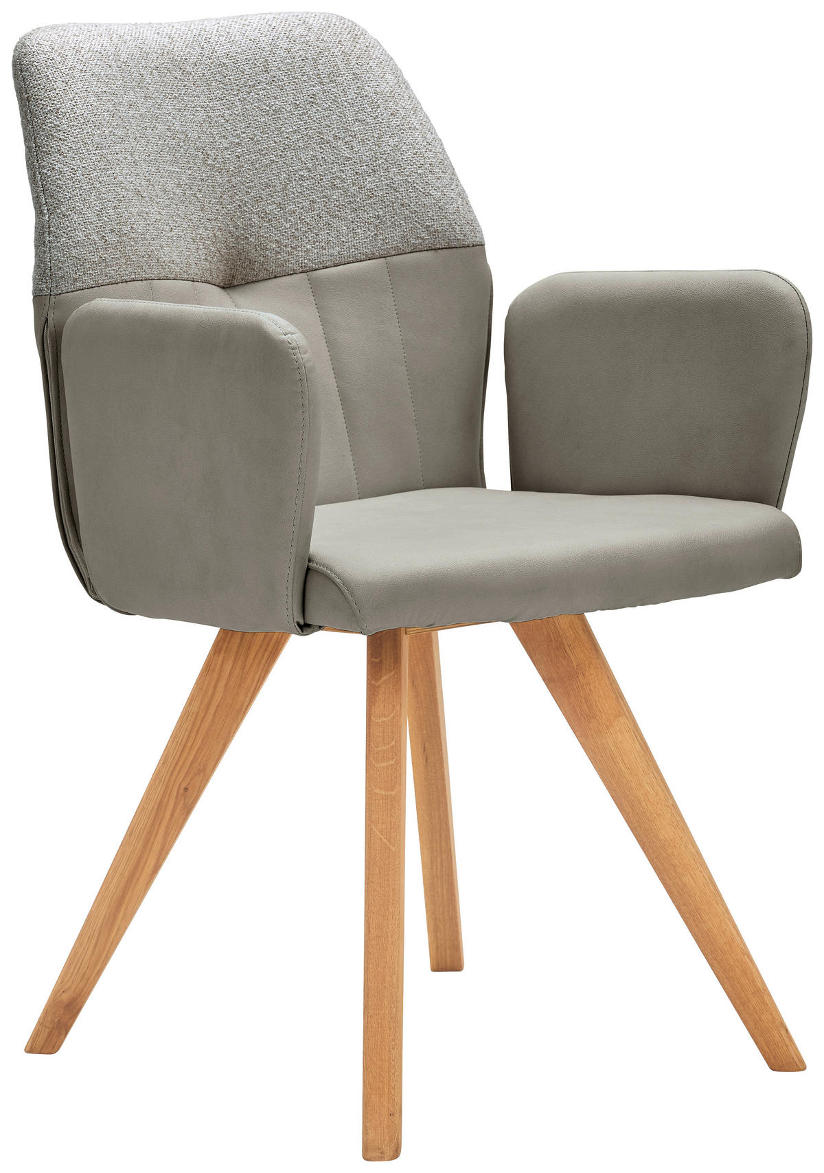ARMLEHNSTUHL  in Lederlook, Webstoff  - Wildeiche/Grau, KONVENTIONELL, Holz/Textil (57/87/63cm) - Valdera