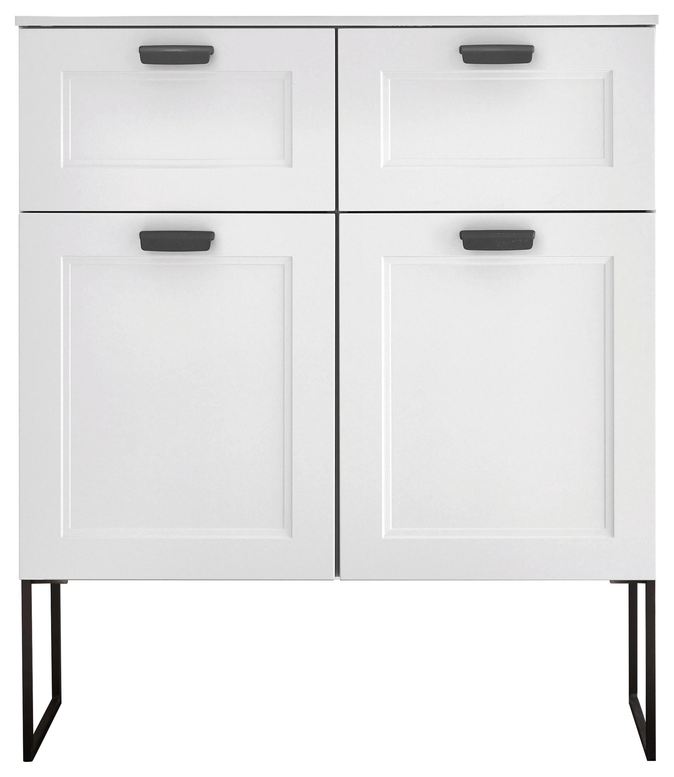 SEITENSCHRANK 100/116,4/37,2 cm  - Hellgrau/Schwarz, ROMANTIK / LANDHAUS, Holzwerkstoff/Metall (100/116,4/37,2cm) - Celina Home