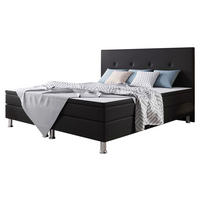BOXSPRINGBETT  in Schwarz  - Silberfarben/Schwarz, KONVENTIONELL, Textil/Metall (180/115/210cm) - MID.YOU